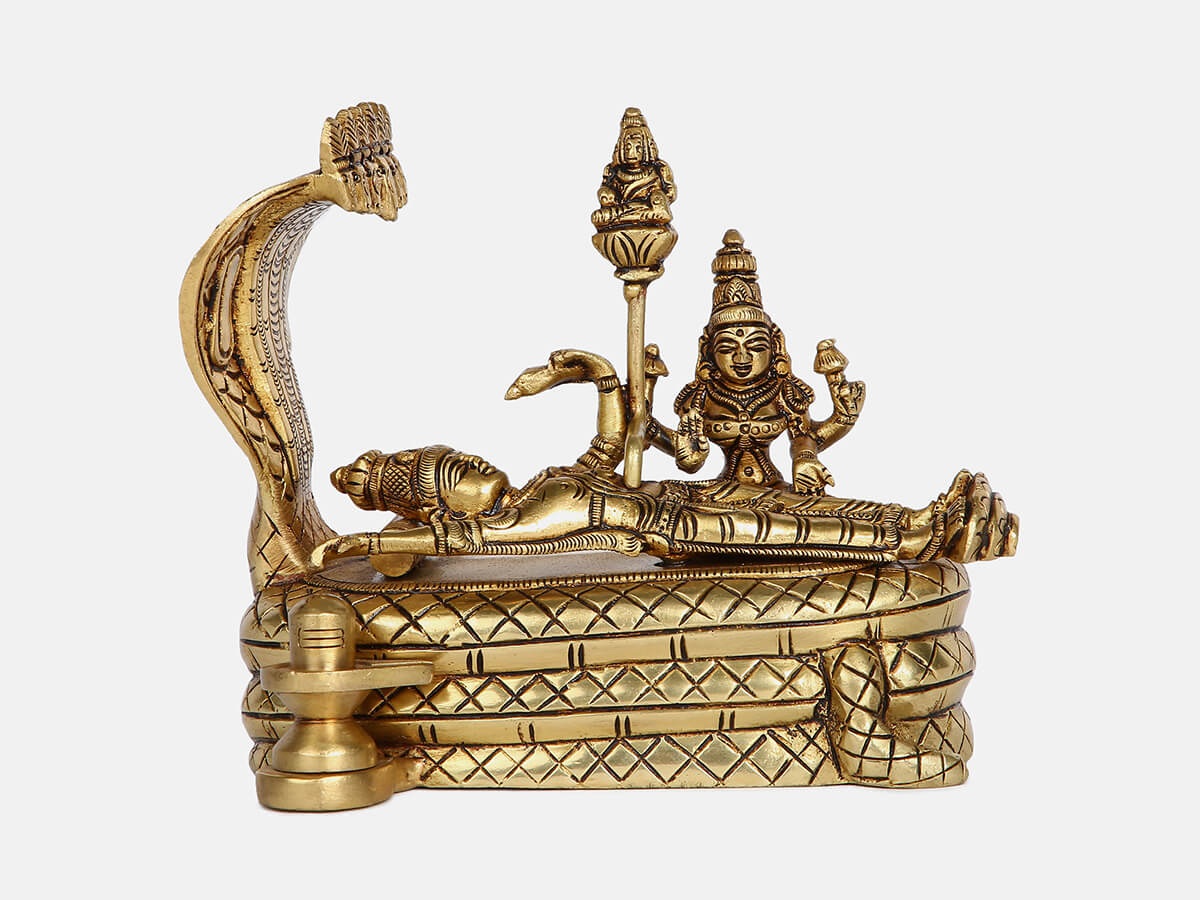Ananthasayana Mahavishnu Statue Brass Vishnu Sculpture Temple Figurine Puja  Idol | eBay